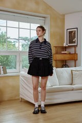 ARETE STRIPE OVERFIT COLLAR T-SHIRT / NAVY