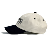 スローガンロゴボールキャップ - Beige&navy