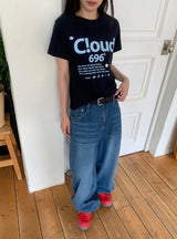 バル ドット レタリング セミクロップ ショートスリーブ Tシャツ