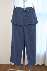 Washed Denim Skirt Pants (Navy/2size)