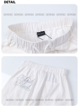 Back lettering banding wide casual pants