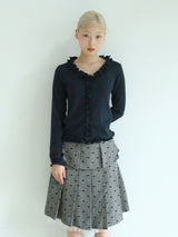 RIBBON MIDI SKIRT(GREY)