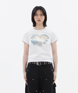 Slim Fit Sunset Horse T-SHIRTS_White