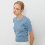 CABLE HALF KNIT SKY BLUE