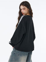 [Unisex] スポーティートラックVネックオーバーフィットスウェットシャツ (4color)
