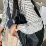 [ビッグバッグ/ノックストレージ🖤] リオブラックレザーショルダーバッグボブサンバッグスチューデントバッグラップトップオフィスワーカーバッグ 1 color