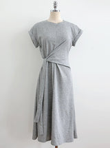 Peta Roll-Up Cap Sleeves Flare Tie Long One Piece