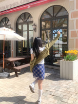 Blooming Chek Banding Mini Skirt