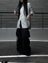 [unisex] オーバーフィットストライプシャツ (2color)