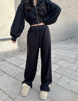 (ZIP-UP & PANTS SET!) 4 COLORS シックフリースクロップドトレーニングパンツ