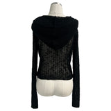  Breeze Layer See-through Button Hood Long Sleeve Knit Cardigan (4 colors)