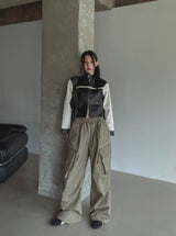 Bendy Zipper Diagonal Pocket Cargo Pants
