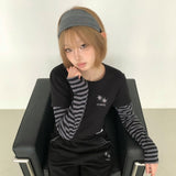 セリンレイヤードストライプロングスリーブTシャツ