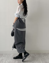 [Set-up Available] Catch Slit Banding Long Skirt