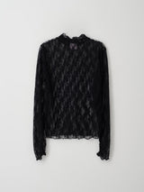 フラワーレースレイヤードTシャツ ブラック