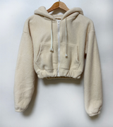 (LOWEST PRICE!/HOT DEAL♥) フリースシェルパフーディージップアップバンディングセミクロップドフーディー - 3 COLOR