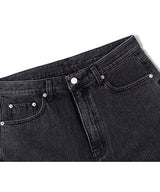 LB Chain Denim Wide Bermuda Shorts (Black)