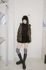 camouflage thick hood zip-up