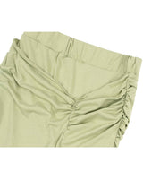 Shirring Layered Slit Skirt _ OLIVE GREEN