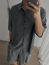 ASCLO Vacation Pleats Short Sleeve Shirt (3color)