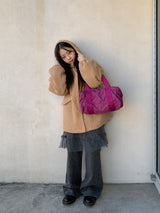 Syasdeulo Quilted Boucle Hood Half Coat Jacket
