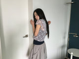 Plaid chiffon シャーリングジップアップ (2color)