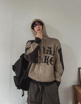 Maze Lettering Knit Hood Zip-Up