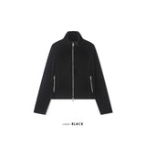 ベルベットコーデュロイカーブクロップジップアップ(Black)
