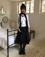 Jev Pleated Back-Banded Midi Skirt