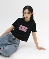 キャッチング アイ クロップ T シャツ ブラック