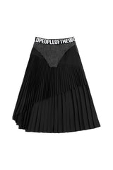 Denim Combination Pleated Skirt
