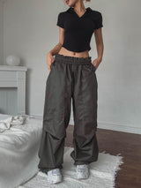 Heavy Double Knee Pintuck Wide String Pants