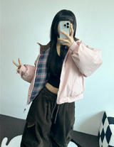 CHECK REVERSIBLE JUMPER PADDING 💙🩷🖤3COLOLR