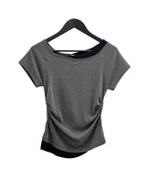 Sherry Layered Boat Neck Short Sleeve T-shirt