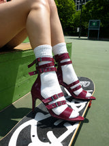 Buckle Strap Sandal Heel(Burgundy)