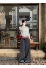 Check Detail Wide Slacks Pants