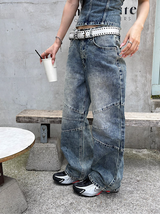 キッチュスリットワイドデニムパンツ
