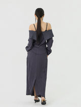 Scratch Low-Rise Long Skirt, Charcoal