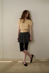 Slim button half knit_butter