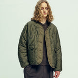 リバーシブル キルト&フリースライナージャケット olive khaki