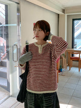 Malden Hairy Stripe Button Knit