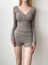 1401. Basic V neck long sleeve T (3color)