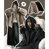 Tsuwon Quilted Button Hooded Coat Jacket