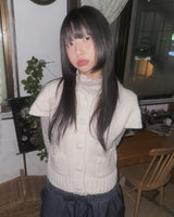 (2color) Pocket Wool Flare Half-Sleeve Cardigan