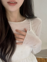 [SHOPPERMADE] シフォンレイヤードノースリーブブラウス + ネクタイセット