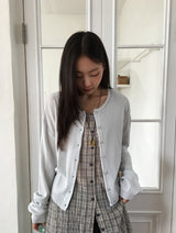 ユーズ チェック パフ シャーリング レイヤード ワンピース