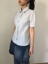 ウェンディ プレイド ハーフ ブラウス (2color)