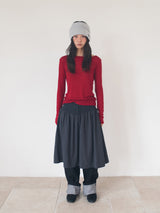 FLARE RIB SKIRT (CAHRCOAL)