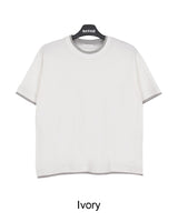 リアンカラーマッチングレイヤード半袖Tシャツ