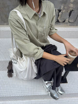 [prts made] Relaxed-Fit Washed Shirts (pale olive)